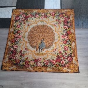Vintage Peacock Wall / Table Tapestry 59 X 60